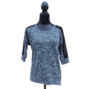 Lorna Jane Gray Space Dye Mesh Sleeve Activewear Short Sleeve Shirt XS